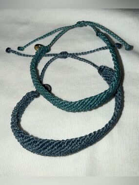 Pura Vida Teal and Blue Adjustable Macrame Bracelet Set